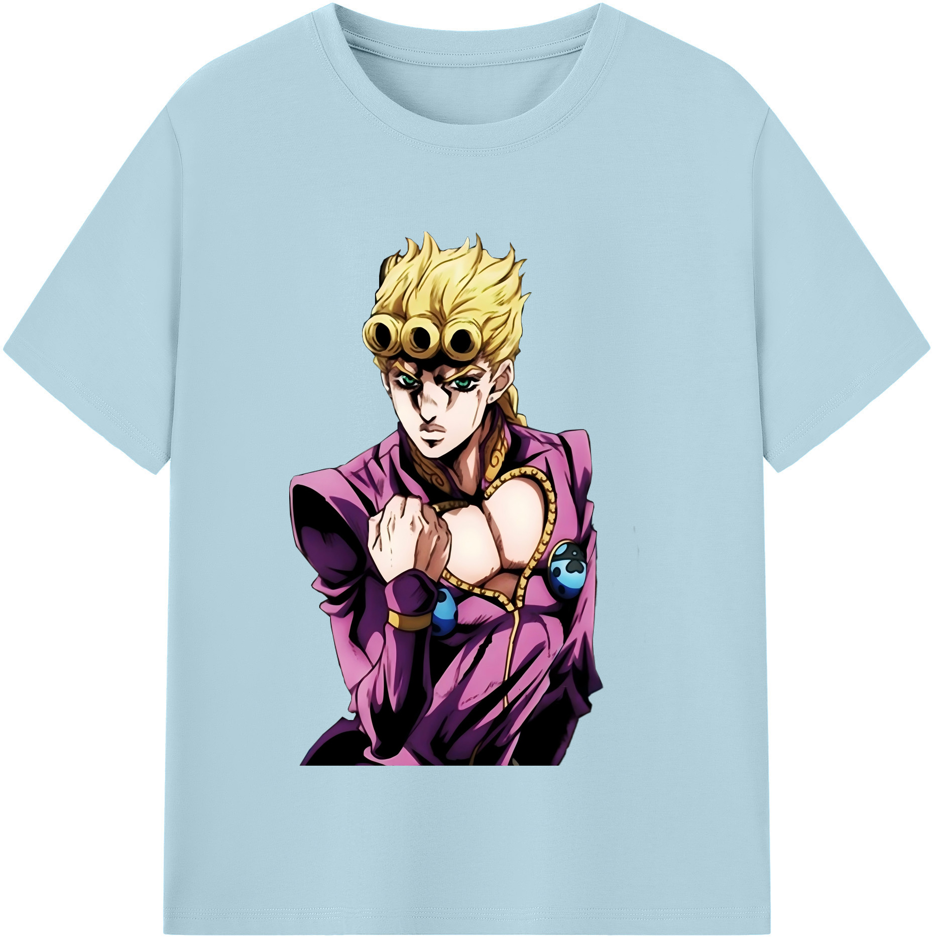 （画像用） ジョジョの奇妙な冒険 ジョルノ?ジョバァーナ JoJo's Bizarre Adventure Giorno Giovanna 綿100％半袖Tシャツ（フロントプリント）